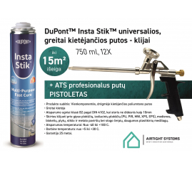 Tyvek DuPont Insta Stik универсальный, быстро затвердевающий клей-пена, 750 мл x12 шт. + ATS профессиональный пистолет для монтажной пены